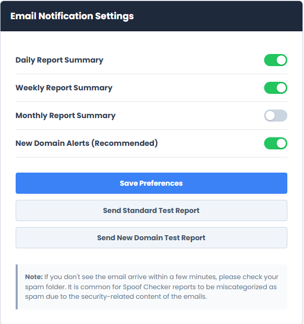 Email preferences dashboard